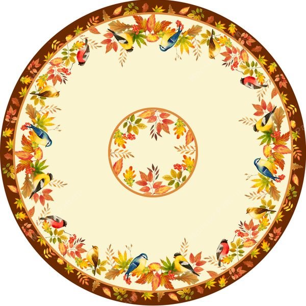 Autumn Birds Border Pattern — original textile pattern for floral licensing