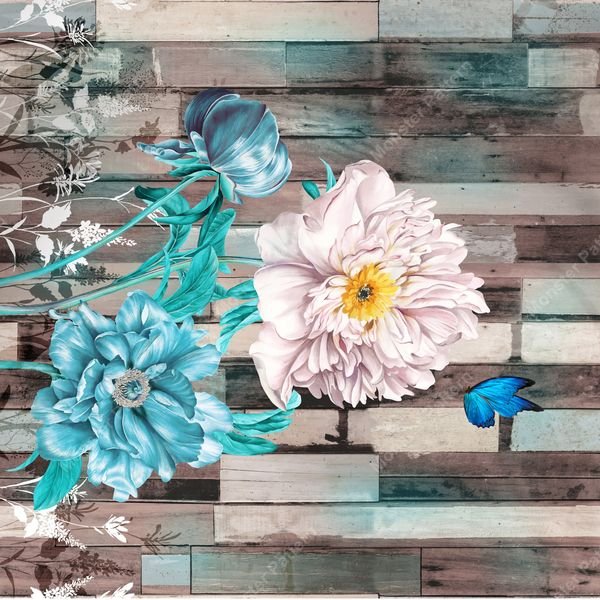 Floral on Wood Planks — original textile pattern for nursery licensing