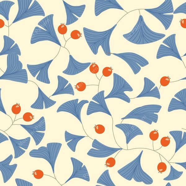 Ginkgo Leaf and Berry Pattern — original textile pattern for botanical licensing