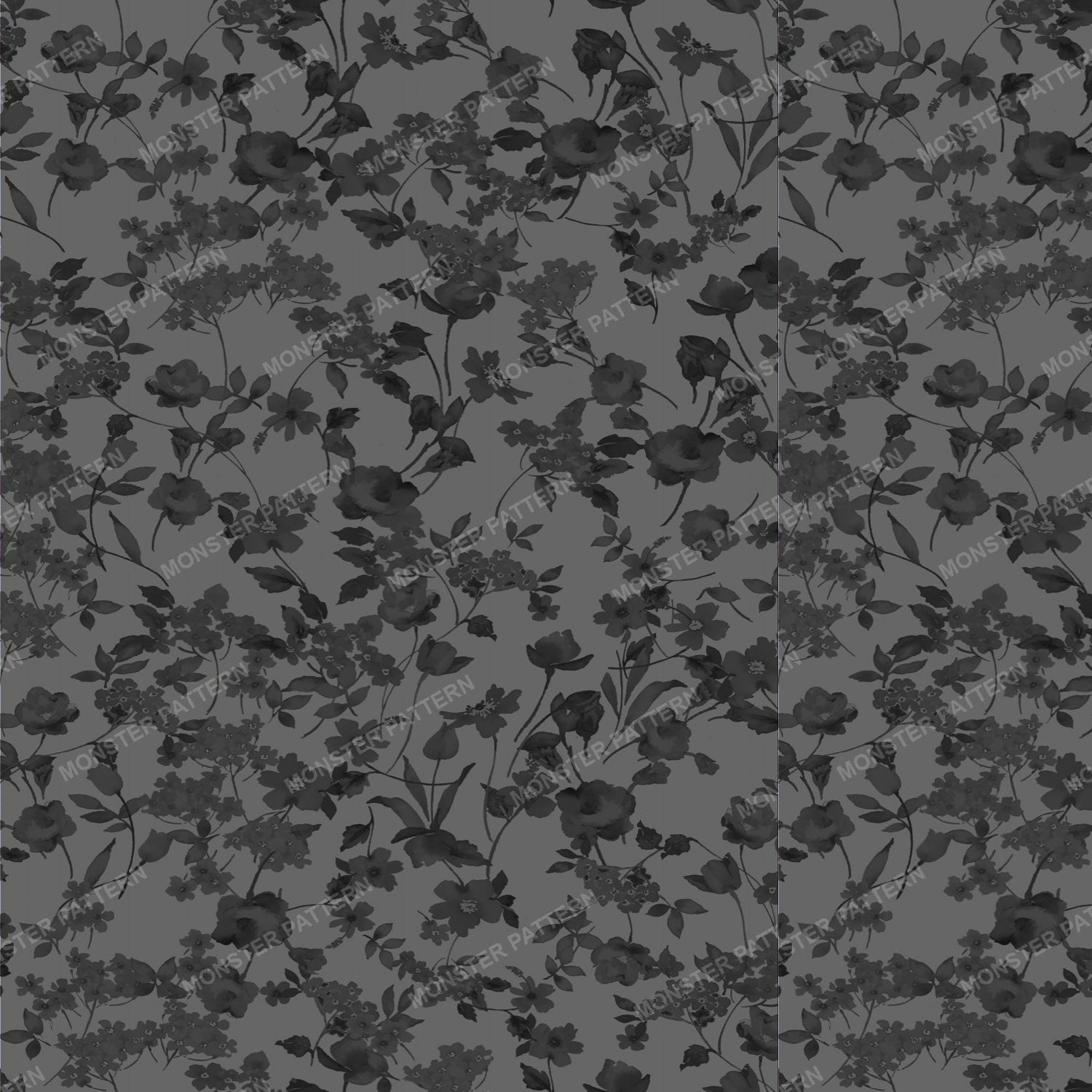 Dark Floral Repeat Pattern — original textile pattern for floral licensing