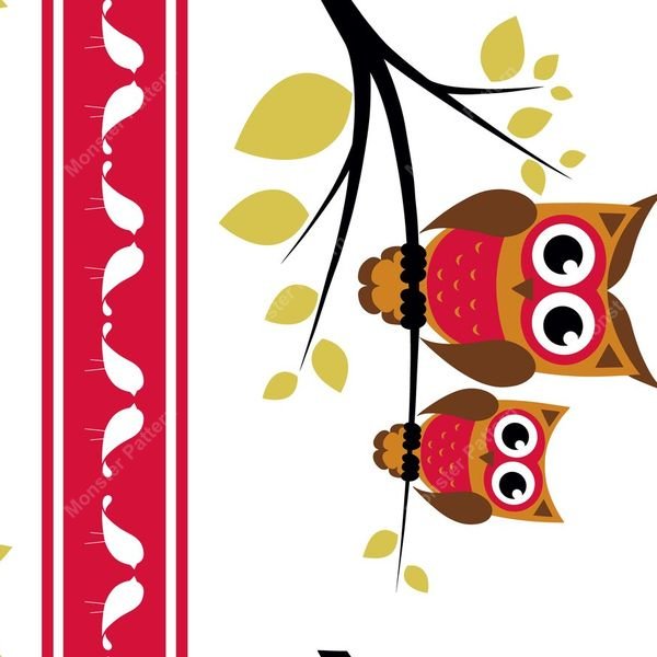 Owl and Bird Stripe Pattern — original textile pattern for nursery licensing