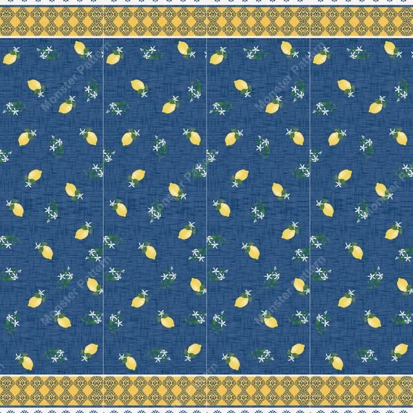 Blue Lemon Pattern — original textile pattern for botanical licensing