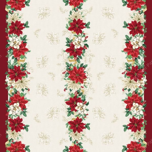 Poinsettia Border Pattern — original textile pattern for tabletop licensing