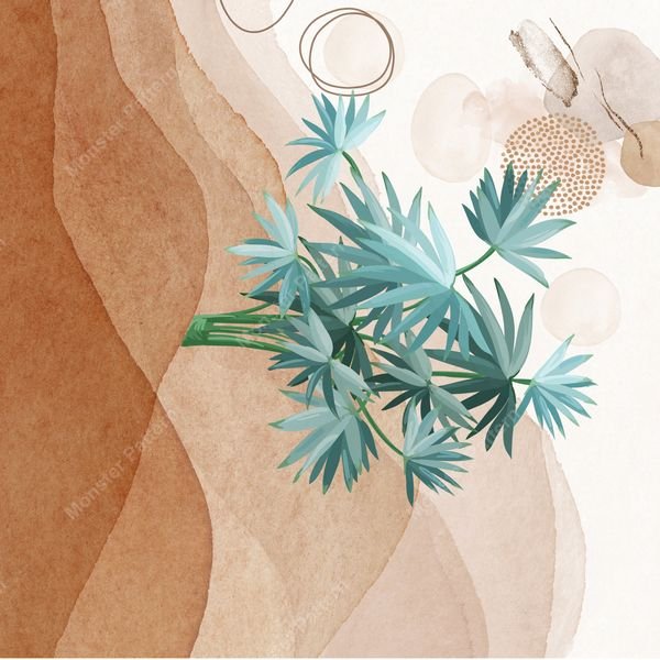 Abstract Botanical Watercolor — original textile pattern for botanical licensing
