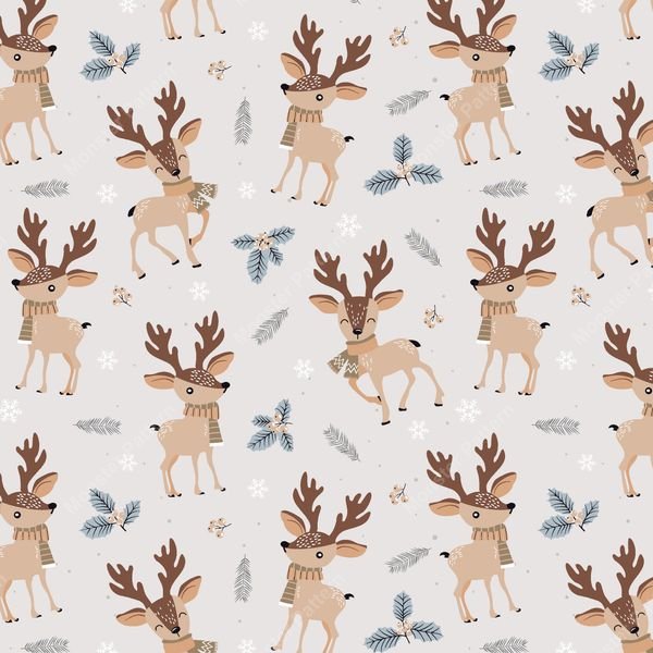 Reindeer Holiday Pattern — original textile pattern for tabletop licensing