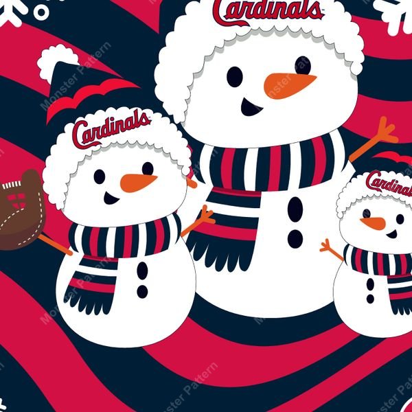 Cardinals Snowmen Pattern — original textile pattern for lifestyle licensing