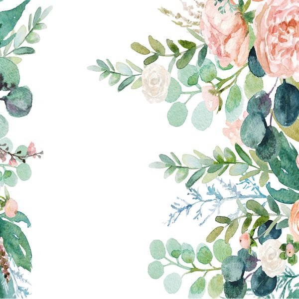 Watercolor Floral Border — original textile pattern for floral licensing