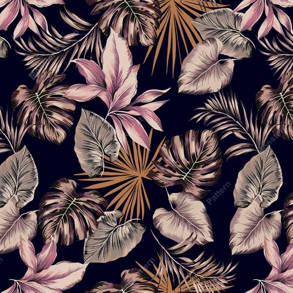 Tropical Floral Repeat Pattern — original textile pattern for botanical licensing