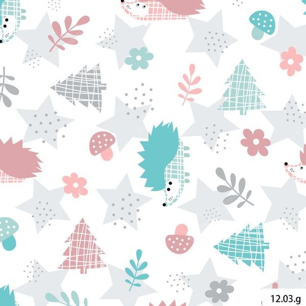 Cute Animal & Botanical Pattern — original textile pattern for nursery licensing