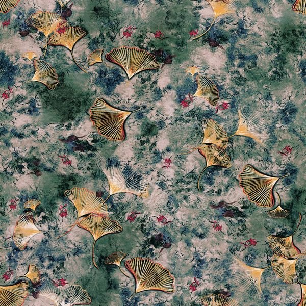 Green Botanical Repeat Pattern — original textile pattern for botanical licensing