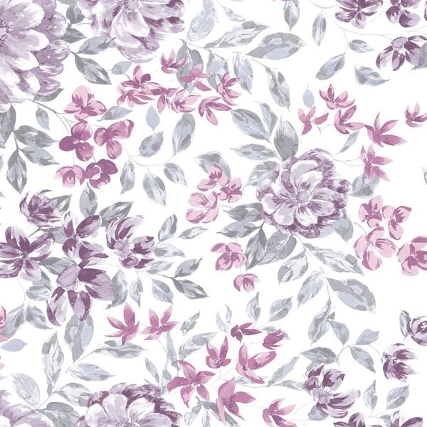 Purple Floral Watercolor Pattern — original textile pattern for floral licensing