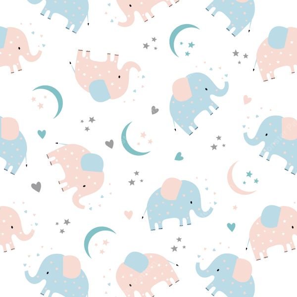 Elephant Celestial Pattern — original textile pattern for nursery licensing