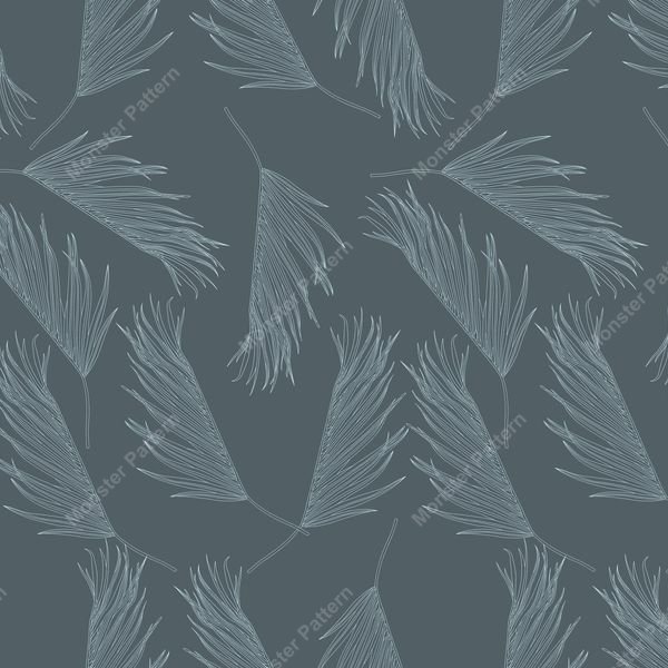 Teal Palm Frond Pattern — original textile pattern for botanical licensing