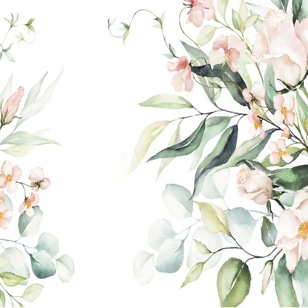 Watercolor Floral Border — original textile pattern for floral licensing