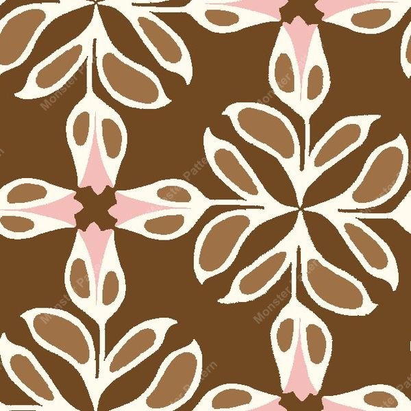 Brown Floral Repeat Pattern — original textile pattern for floral licensing