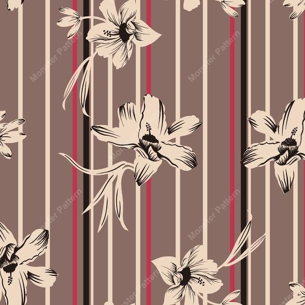 Floral Stripe Repeat Pattern — original textile pattern for floral licensing
