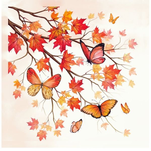 Autumn Branches with Butterflies — original textile pattern for nursery licensing