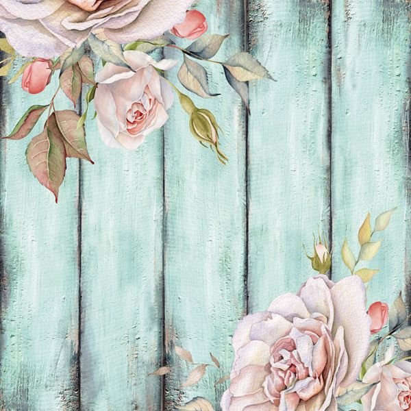 Mint Wood Floral Pattern — original textile pattern for floral licensing