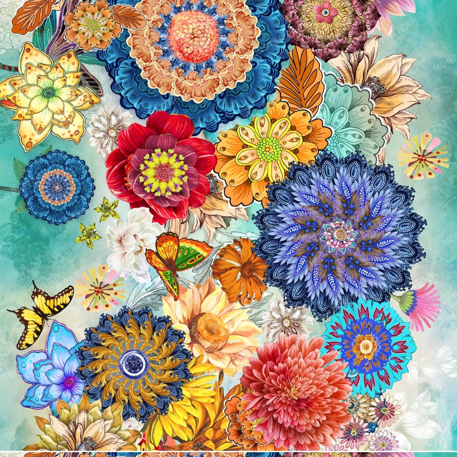 Colorful Floral Mandala Pattern — original textile pattern for nursery licensing