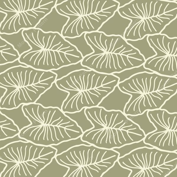 Green Leaf Repeat Pattern — original textile pattern for botanical licensing