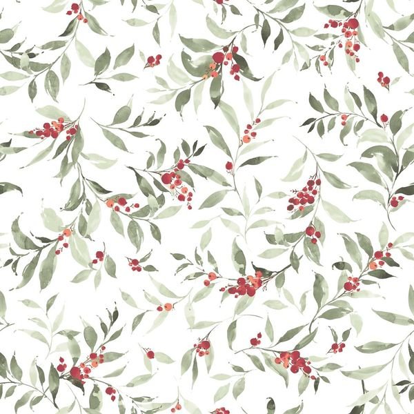 Watercolor Berry Vine Pattern — original textile pattern for floral licensing