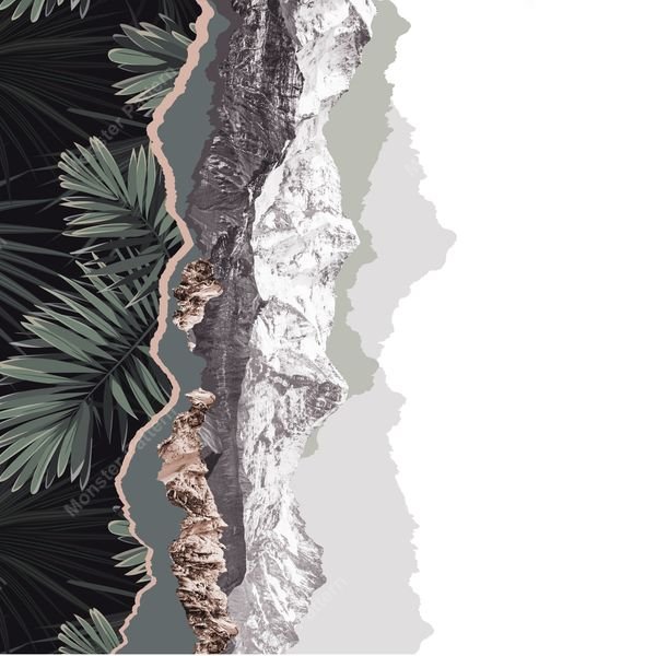 Tropical Mountain Collage — original textile pattern for botanical licensing