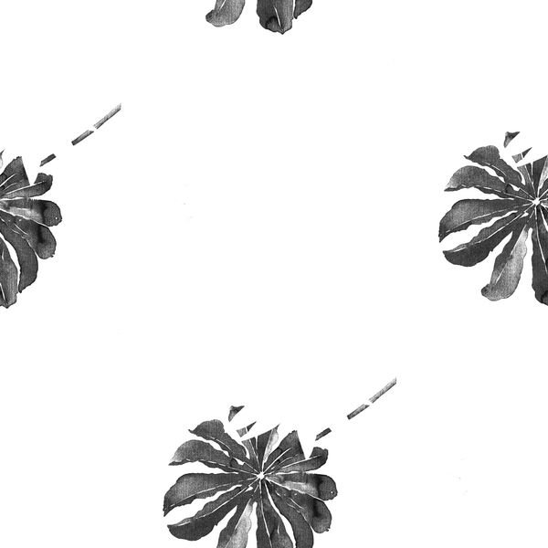 Black and white leaf pattern — original textile pattern for botanical licensing