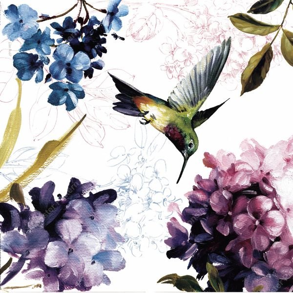 Hummingbird Floral Repeat — original textile pattern for floral licensing