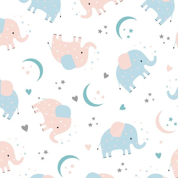 Elephant Celestial Pattern — original textile pattern for nursery licensing