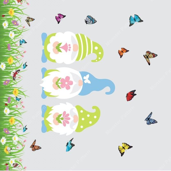 Gnomes and Butterflies Pattern — original textile pattern for nursery licensing