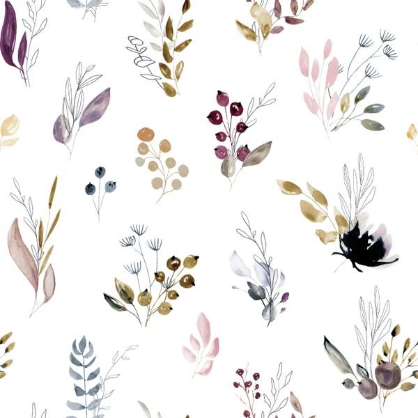 Watercolor Botanical Repeat — original textile pattern for botanical licensing