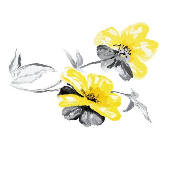 Yellow and Gray Floral — original textile pattern for floral licensing