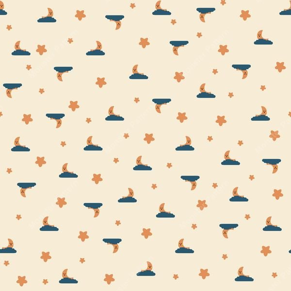 Celestial and Floral Pattern — original textile pattern for nursery licensing