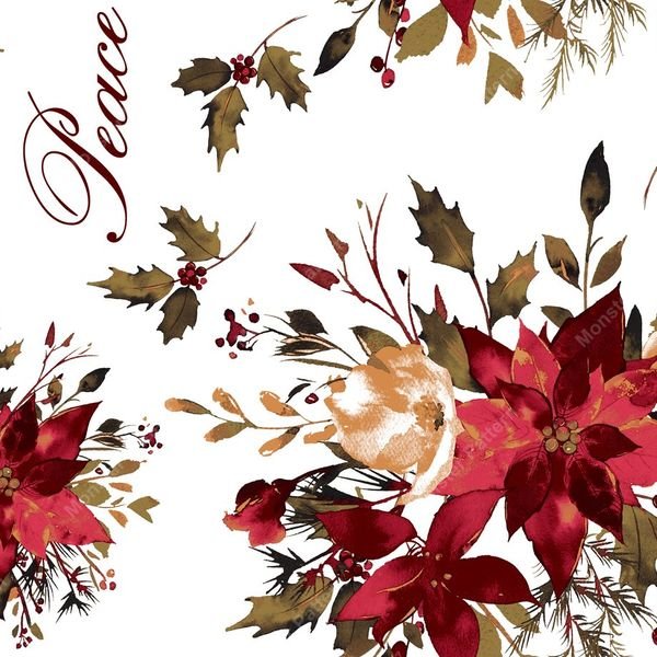 Holiday Floral Repeat Pattern — original textile pattern for tabletop licensing
