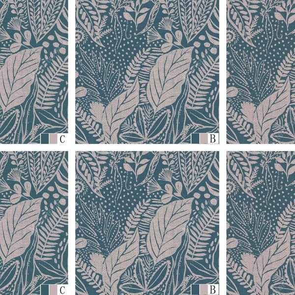 Teal Botanical Repeat Pattern — original textile pattern for botanical licensing