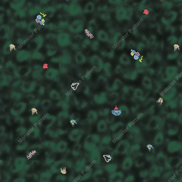 Green Field Scatter Pattern — original textile pattern for nursery licensing