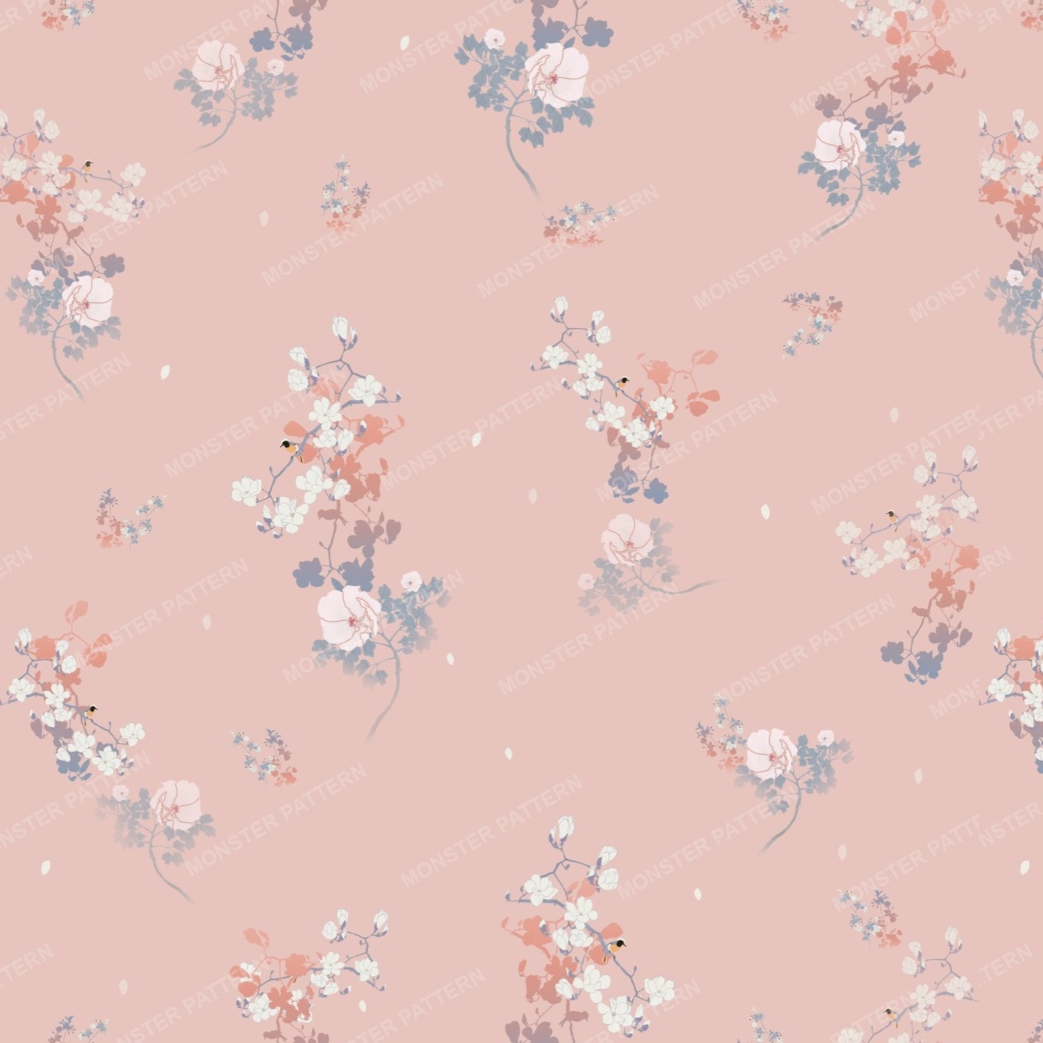 Soft Floral Repeat Pattern — original textile pattern for floral licensing