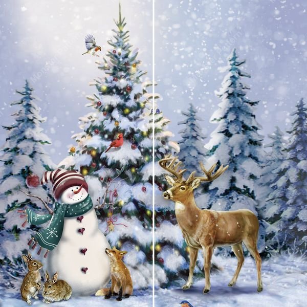 Winter Holiday Scene — original textile pattern for nursery licensing