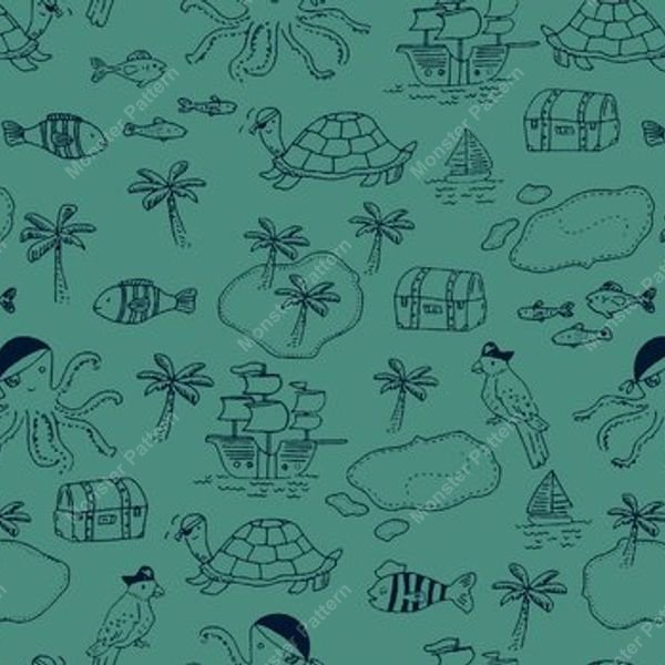 Green Doodle Pattern — original textile pattern for nursery licensing