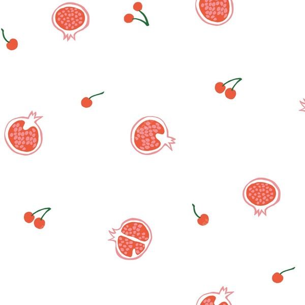 Pomegranate and Cherry Pattern — original textile pattern for botanical licensing