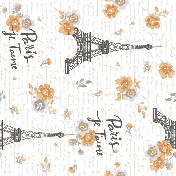 Paris Eiffel Tower Floral — original textile pattern for floral licensing