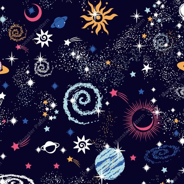 Celestial Space Pattern — original textile pattern for nursery licensing