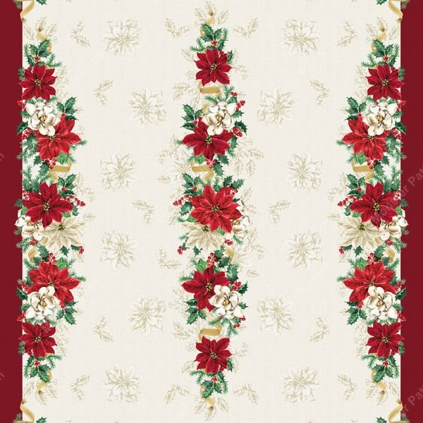 Poinsettia Border Pattern — original textile pattern for tabletop licensing