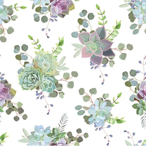 Succulent Botanical Pattern — original textile pattern for botanical licensing