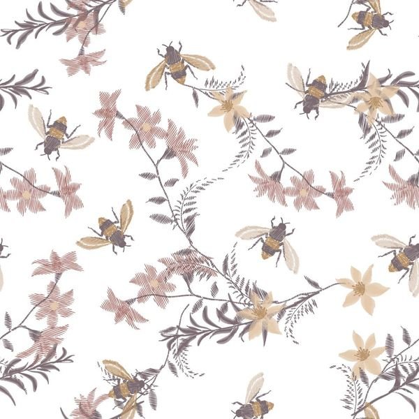 Floral Insect Repeat Pattern — original textile pattern for floral licensing