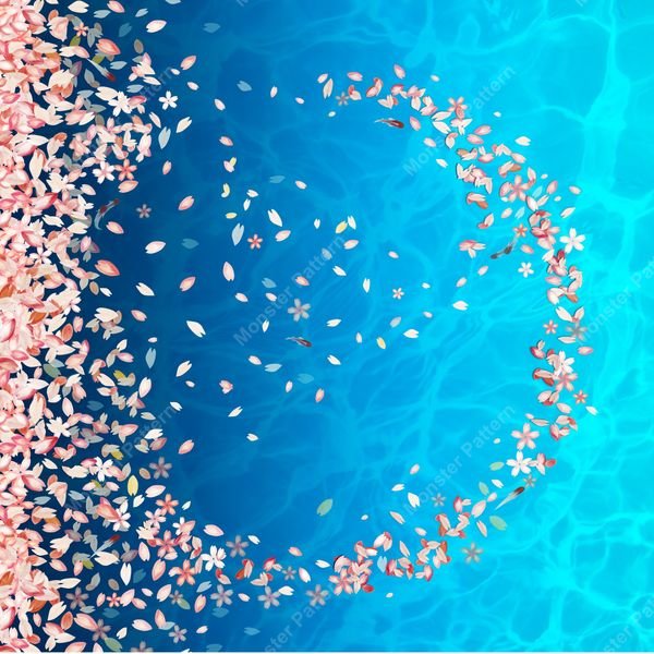 Cherry Blossom Petals on Water — original textile pattern for floral licensing