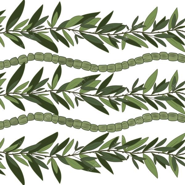 Green Leaf and Bead Stripe — original textile pattern for botanical licensing