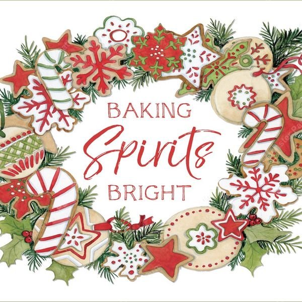 Holiday Baking Wreath Repeat — original textile pattern for nursery licensing