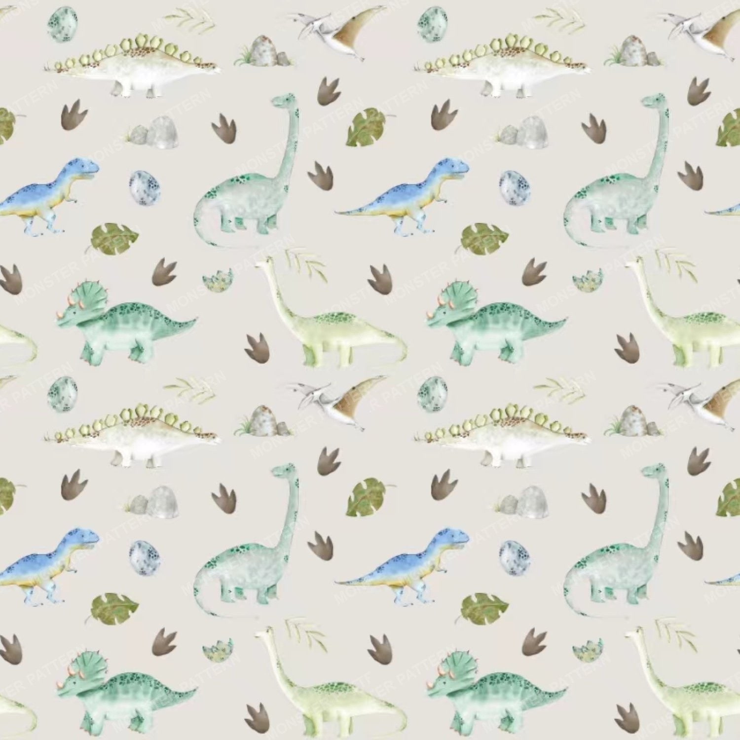 Dinosaur Repeat Pattern — original textile pattern for nursery licensing