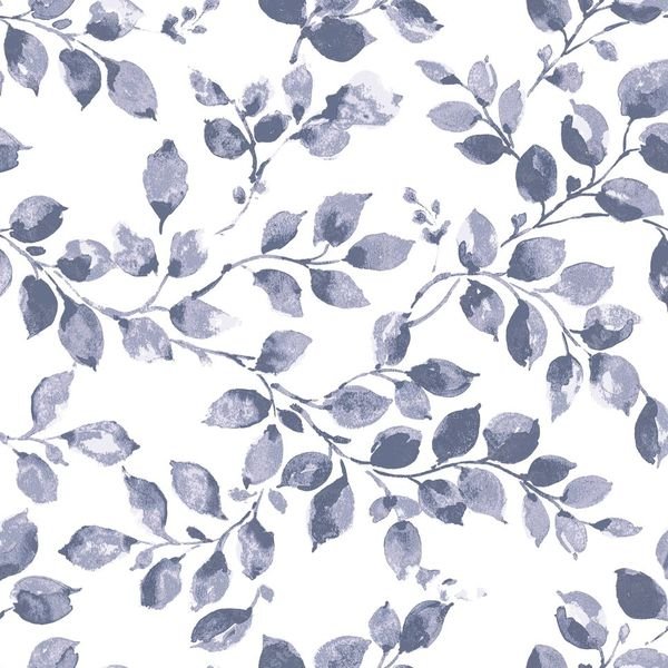 Blue Leaf Branch Pattern — original textile pattern for botanical licensing